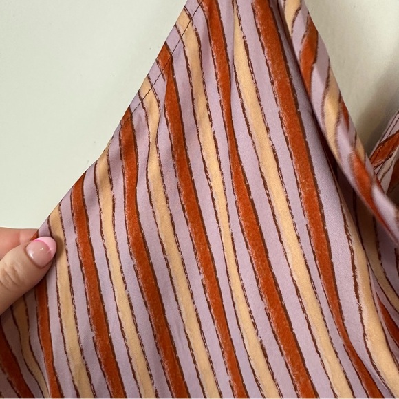 Free People | Stevie Asymmetrical Stripe Satin Cowl Neck Tank Top Boho Retro XS - Picture 4 of 8